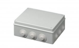 Krabice S-BOX 506, 240x190x90mm, 12 průchodek, IP55 šedá, plastové šrouby, 650°C
