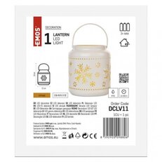 LED dekorace lucerna s vločkami kovová bílá, 14 cm, 3x AAA, vnitřní, vintage