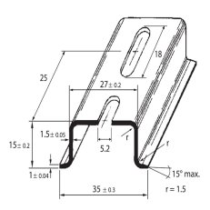 DIN-lista 35x15 - perforovaná, šířka 5,2mm 2m SCHMACHTL TS 35/CF5A