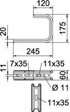TPD 245 FS Nástěnný a stropní držák, Profil TP, B245mm, Ocel, St OBO 6363814