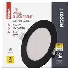 LED vestavné svítidlo NEXXO, kruhové, černé, 7W, se změnou CCT EMOS ZD1323