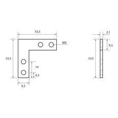 Kovový propojovací konektor rohový pro PN, AC, AE, ZT, 1ks MCLED ML-762.230.02.2