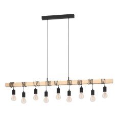 Závěsné svítidlo TOWNSHEND E27 černá/dřevo 9X60W IP20 EGLO 44099