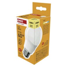 LED žárovka Basic A60, E27, 8,8 W (60 W), 806 lm, teplá bílá EMOS ZL5F47