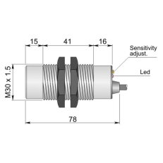 Kapacitní senzor d30 mm AECO SC30SP-CE25 NPN NO+NC LC5