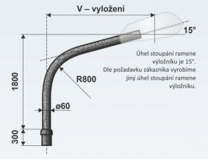 V 2/89 - 1000/90 výložník obloukový pro stožáry JB, LPH, J AMAKO 0121009089