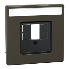 Centrální deska, Merten System D, s otvorem a popis. polem, mocca kovová, kov