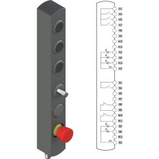 Ovládací jednotka BN 6 prvků (konfigurace A24) IP65 PIZZATO BNAC6ZA24