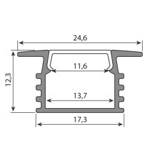 Vestavný hliníkový profil VL2 25x13mm bez difuzoru 2m MCLED ML-761.425.04.2