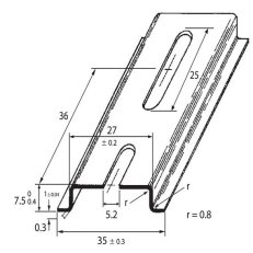 DIN-lista 35x7,5 - perforovaná, šířka 5,2mm 2m SCHMACHTL TS 35/F5