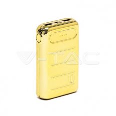 10K Mah Gold Finish Power Bank Dual USB+