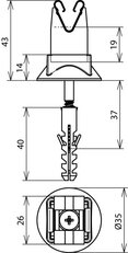 Držák vedení DEHNgrip Cu f. d8mm H 20mm s hmoždinkou 8x40mma vrutem 207107