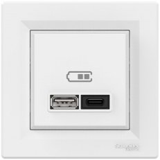 ASFORA Dvojitá USB A+C rychlonabíječka 3A 45W, bílá SCHNEIDER EPH2700421