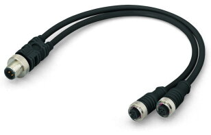 Kabel pro senzor/akční člen, 2x zásuvka M12,  přímá, Zástrčka M12A,  přímá 4pól.