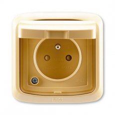 ABB 5518A-2999 D Zásuvka jednonás. s clonkami, víčkem, rámečkem, s drápky, IP44