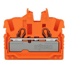 2vodičová průchozí svorka Mini, S ovládacími otvory, 2,5 mm2, Oranžová