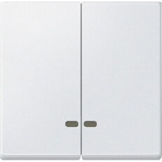 Dvojitá klapka, Merten System M, s průzorem, polar white, matný plast