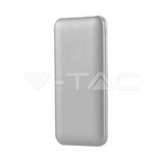 10000mAh Power Bank 2A 30CM Type C Cable Silver, V-TAC SKU23035