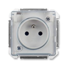 ABB Swing (L) Zásuvka s clonkami, průhledné víčko IP44 bílá 5518G-A02989 B1