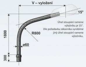 V 3/114 - 1000/120 výložník obloukový pro stožáry JB, JB Z, J 11
