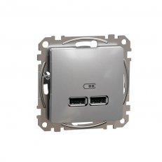 Sedna D/E Dvojitá USB A+A nabíječka 2.1A, Aluminium SCHNEIDER SDD113401