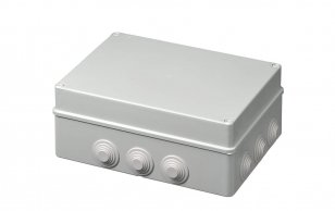 Krabice S-BOX 606, 300x220x120, 12 průchodek, IP55 šedá, plastové šrouby, 650°C