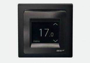 DEVIreg Touch s designovým rámečkem, černá barva, odstín RAL 9005 Devi 140F1069