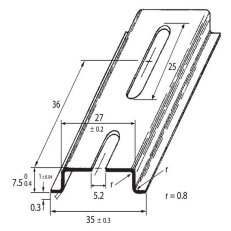 DIN-lista 35x7,5 - perforovaná, šířka 5,2mm 1m SCHMACHTL TS 35/F5 1M