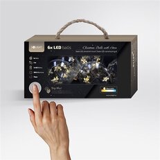 Sada LED vánočních koulí s hvězdami vel. 6cm 6ks 30LED,časovač tester 3xAA USB