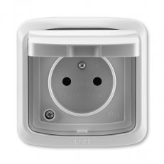 ABB 5518A-2999 S Zásuvka jednonás. s clonkami, víčkem, rámečkem, s drápky, IP44