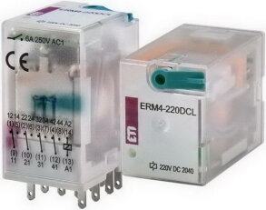Paticové relé ERM4-220DCL, 4xCO, 6A, 220V DC, s LED indikátorem ETI 002473023