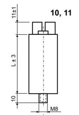 Světelný kompenzační kondenzátor 12uF 30x75 svorka šroub M8 LCP0120011