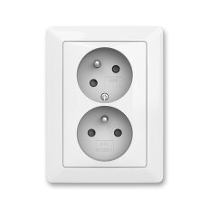 ABB ZONI Zásuvka dvojnásobná s ochr.kolíky matná černá/bílá 5513T-C02157 137