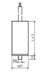 Motorový kondenzátor 25uF 35x96mm kabel 250mm patní šroub M8 MPB0250061