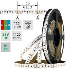 LED pásek SMD5050 RGB, 120LED/m, 28,8W/m, 1120lm/m, IP20, DC 24V, 12mm, 5m