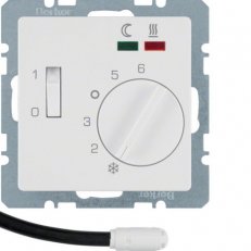 Analogový pokojový termostat, včetně čidla, Q.x, bílá, sametová BERKER 20346089