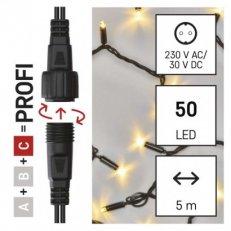 Profi LED spojovací řetěz černý, 5 m, venkovní i vnitřní, teplá bílá EMOS D2AW01