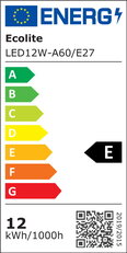 LED světelný zdroj E27, A60, 12W, 3000K, 1320lm ECOLITE LED12W-A60/E27/3000
