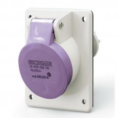 SCAME 430.1615 Zásuvka vestavná IEC309 do 50V,šikmá-2P,16A,20-25 V,50/60 Hz,IP44
