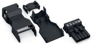 Zdířka S pouzdrem s odlehčením tahu 5pól. černá WAGO 890-105