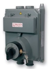 Vačkový spínač v hliníhové skříni s pojistkami, uzamykatelný 25A, 0-1, 3P