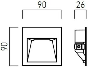 XGHOST IP20 WALL REC. FITTING 2W 100-240