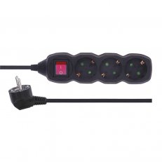 Prodlužovací kabel 1,5 m 3 zásuvky s vypínačem černý PVC 1mm2 EMOS PC1321