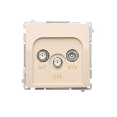 Zásuvka SAT-SAT-RTV koncová, 2x vstup: SAT: 52400 MHz, RTV: 5862 MHz béžová