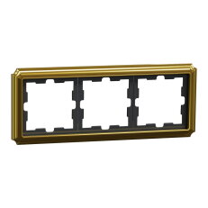 Rámeček Merten D-Antique kovový, trojnásobný, 24k Gold, kov MEG4030-4741