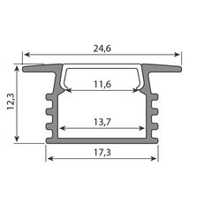 Vestavný hliníkový profil VL2 25x13mm vč. mléč. difuz. 2m MCLED ML-761.398.04.2