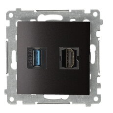 Zásuvka HDMI 1.4 + USB 3.0, antracitová metalizovaná, HDMI standard: HDMI 1.4