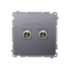 dvojitá anténní zásuvka typ F pro individuální instalace, Inox BMAF2.01/21