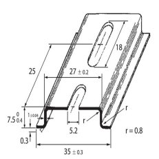 DIN-lista 35x7,5 - perforovaná, šířka 5,2mm 2m SCHMACHTL TS 35/F5A