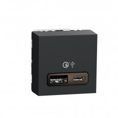 NOVÁ UNICA Dvojitý nabíjecí USB konektor A+C 18W, 2.4A, 2M, Antracit